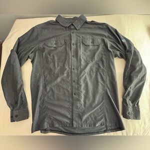 KUHL Airspeed Shirt Mens L Gray Roll Tab Sleeve Vented Button Up Stretch